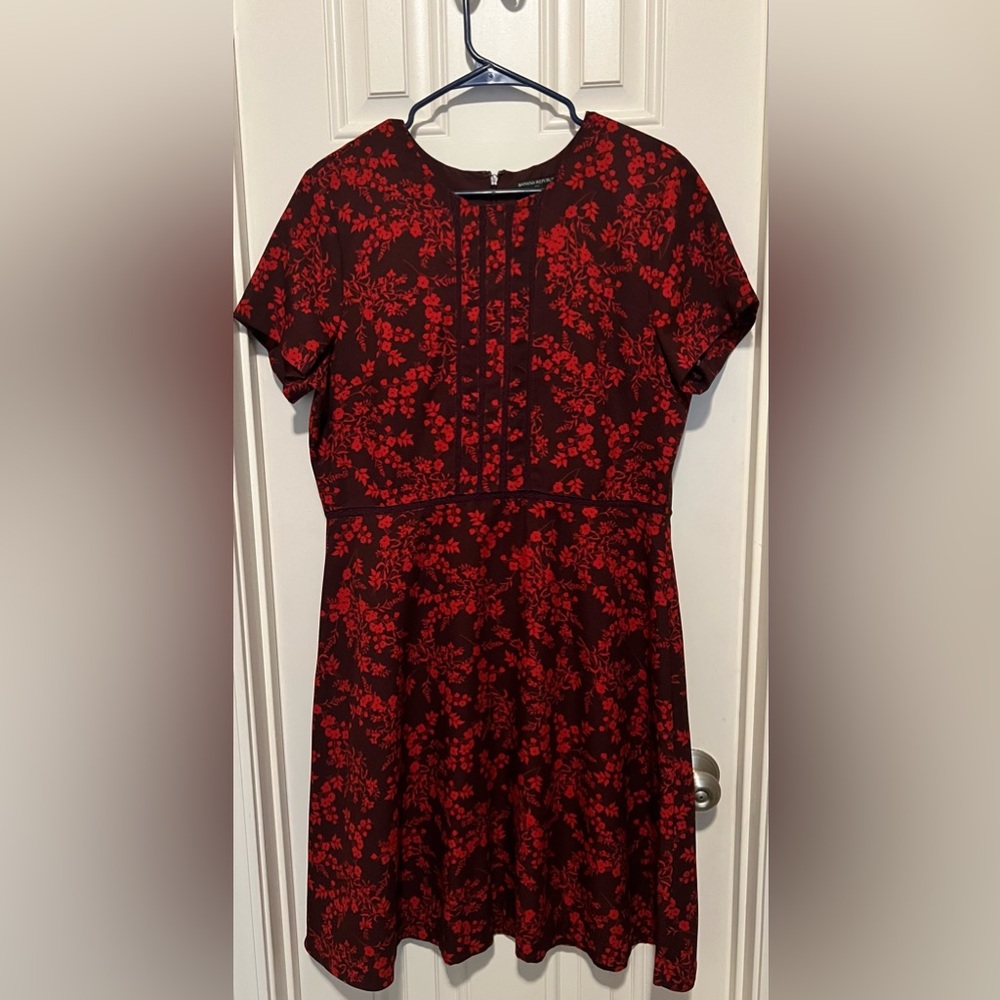 Banana Republic Red and Purple Mini Dress A-line Crew Neck GUC